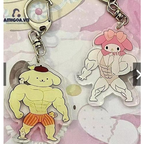 Zanmo móc khóa sanrio kuromi melody cinnamoroll kitty purin cơ bắp dễ thương