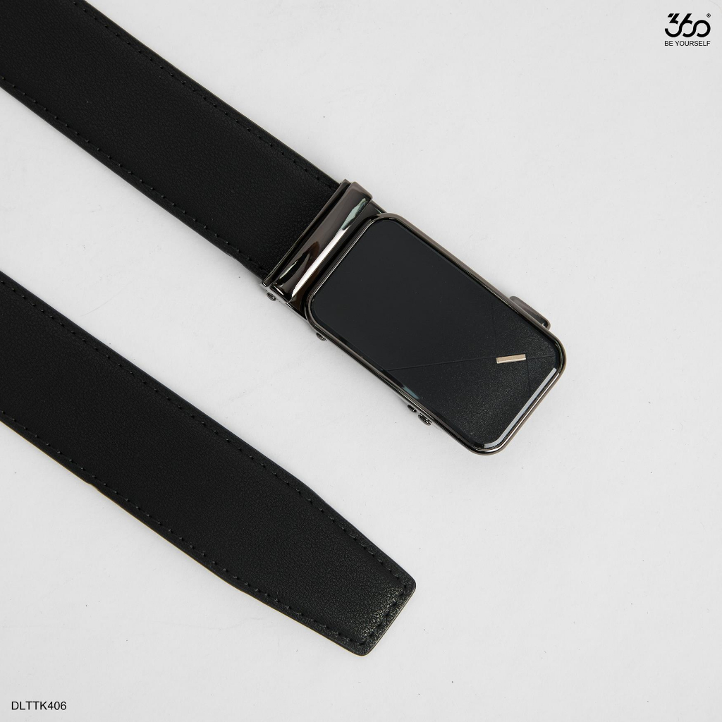 Thắt lưng nam đen trơn thương hiệu 360 Boutique chất liệu da bò cao cấp - DLTTK406