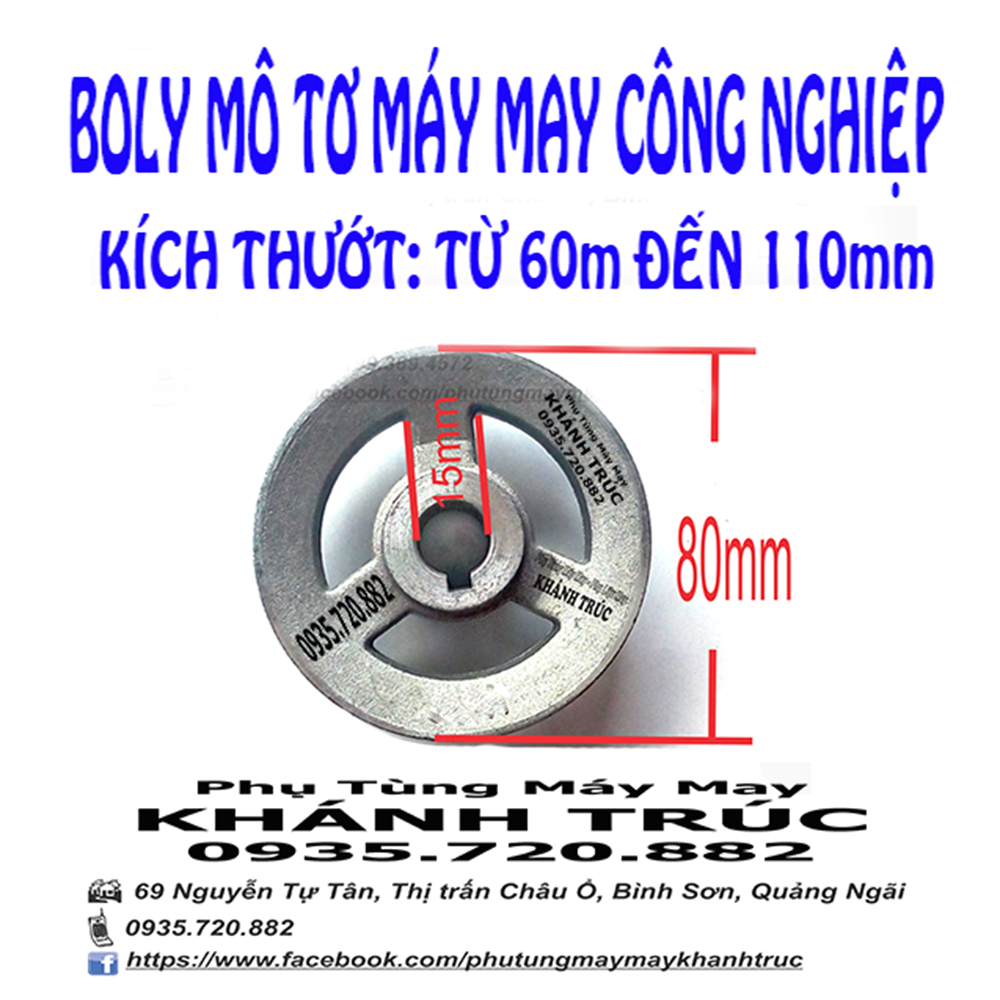Boly từ 60mm đến 110mm BẰNG NHÔM mô tơ máy may công nghiệp