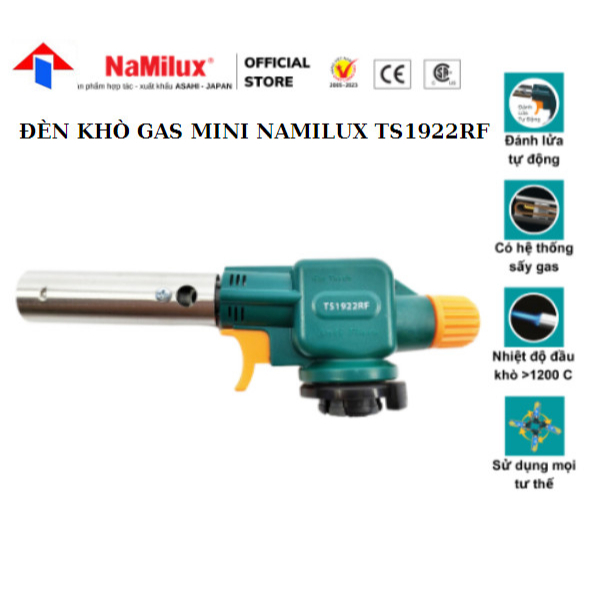 Đèn Khò Gas NaMilux TS1922RF / Sử Dụng Mọi Tư Thế 360° / Đánh Lửa Tự Động / Công Suất 1,800W.