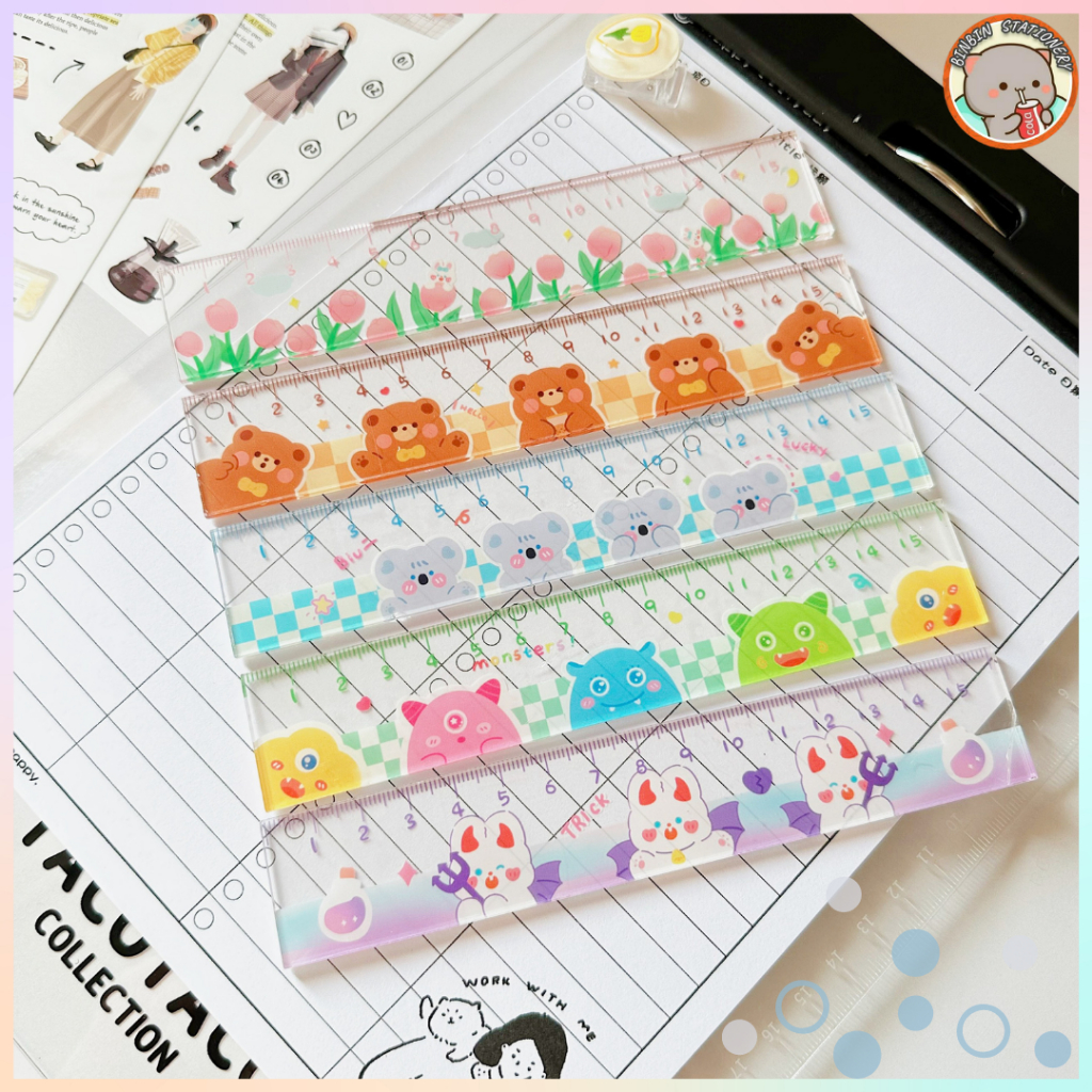 Thước kẻ Acrylic cao cấp, họa tiết sắc nét, dài 16cm TK01
