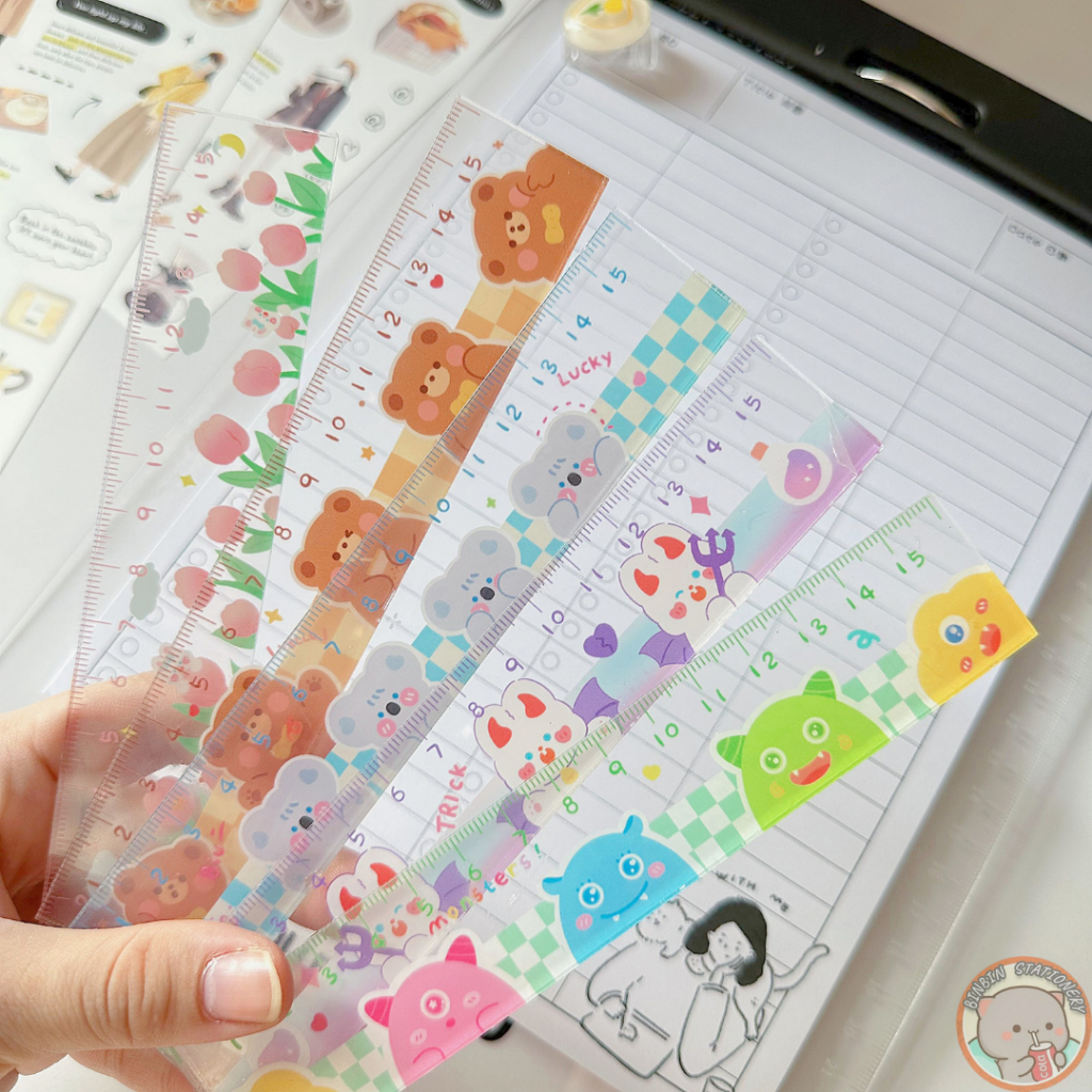 Thước kẻ Acrylic cao cấp, họa tiết sắc nét, dài 16cm TK01