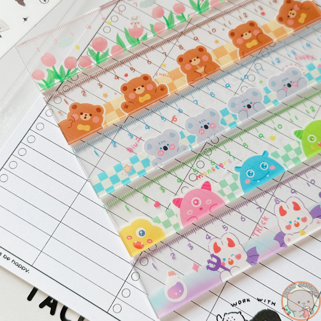 Thước kẻ Acrylic cao cấp, họa tiết sắc nét, dài 16cm TK01