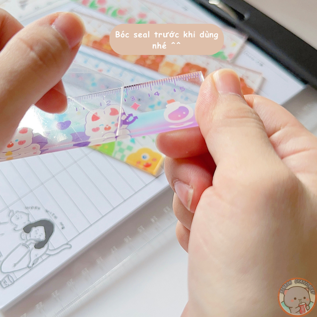 Thước kẻ Acrylic cao cấp, họa tiết sắc nét, dài 16cm TK01