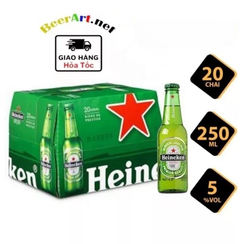 Thùng 20 Chai Bia Heineken Pháp Chai 5% (250ml)