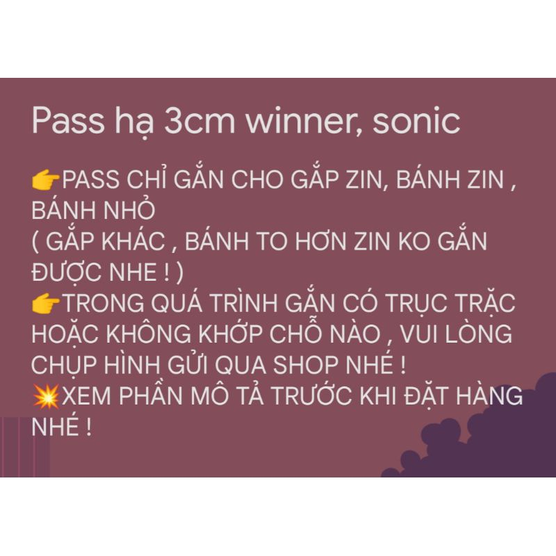 ‼️Pass hạ phuột cho gắp zin WINNER , SONIC‼️