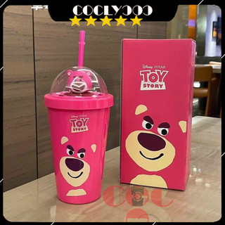 Cốc đựng nước 💧FREESHIP💧 Ly đựng nước gấu dâu kèm ống hút