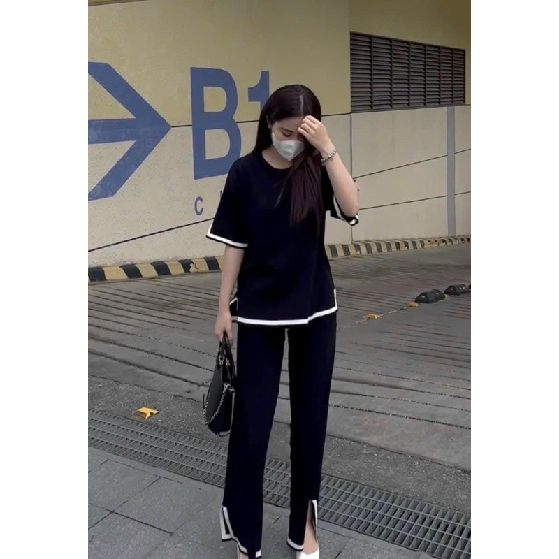 Đồ bộ ống suông chất len tăm thời trang 2 màu