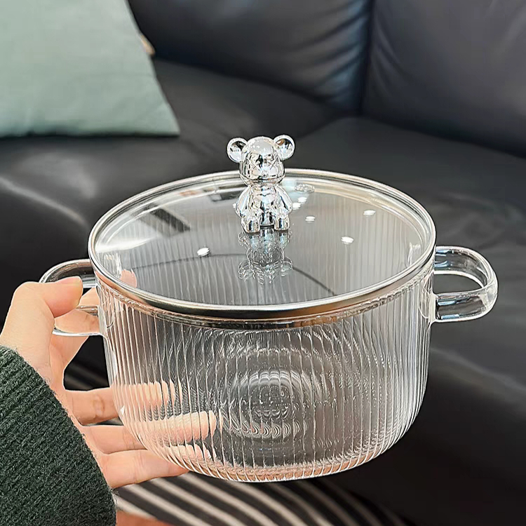 Nồi thuỷ tinh chịu nhiệt 200 độ c,đun bếp từ,bếp ga,bếp hồng ngoại,dung tích 1,7lít