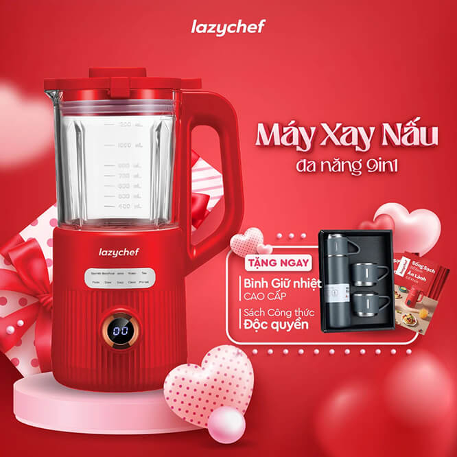 Máy xay nấu đa năng 9 in 1 Lazychef, Máy làm sữa hạt, máy xay sinh tố, Bình nấu cháo ăn dặm, Nồi hầm