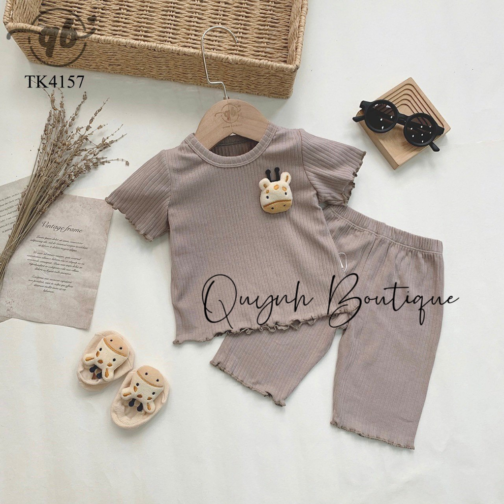 Quần Áo Trẻ Em Quỳnh Boutique Set Rời Đính Nơ Viền Bèo