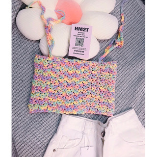 Thera Crochet-áo croptop cột dây vai basic
