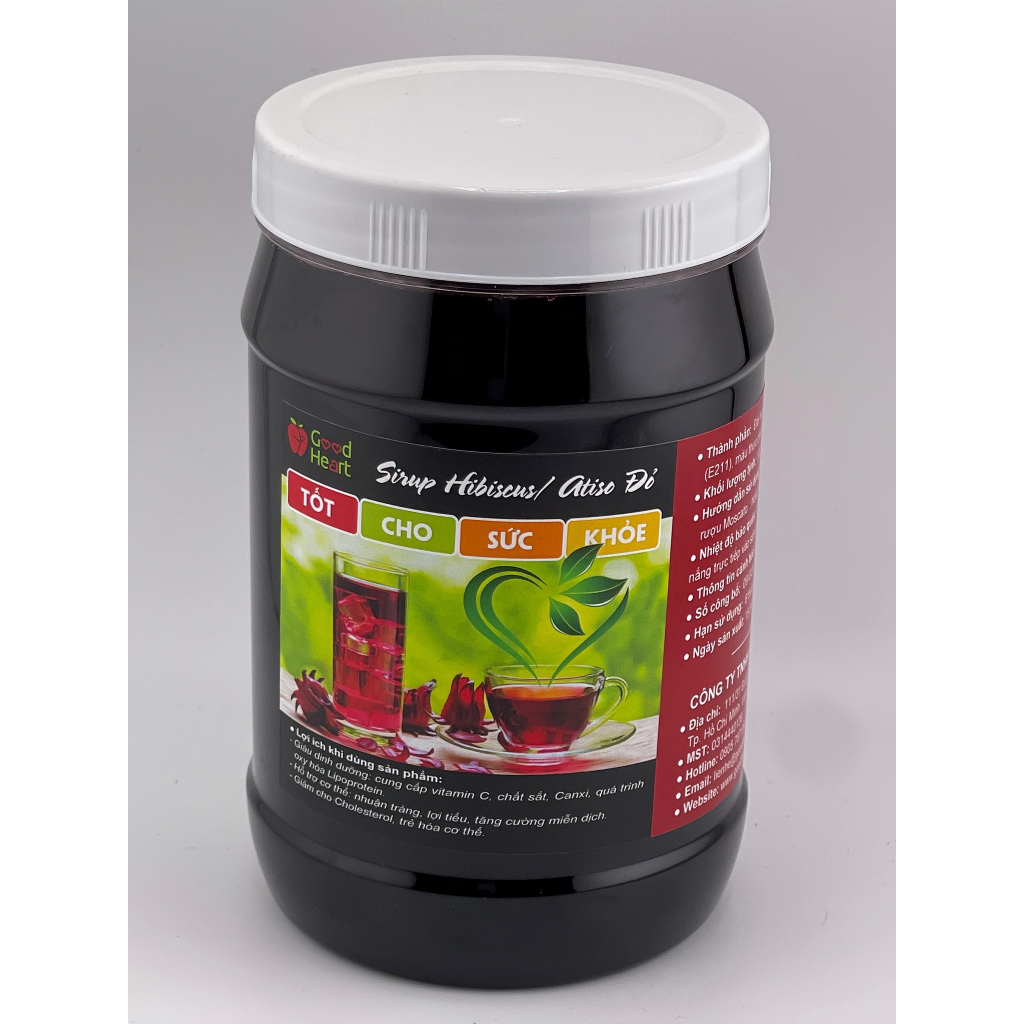 Siro atiso đỏ/ hibiscus nguyên chất KÈM MỨT HOA hộp 1kg