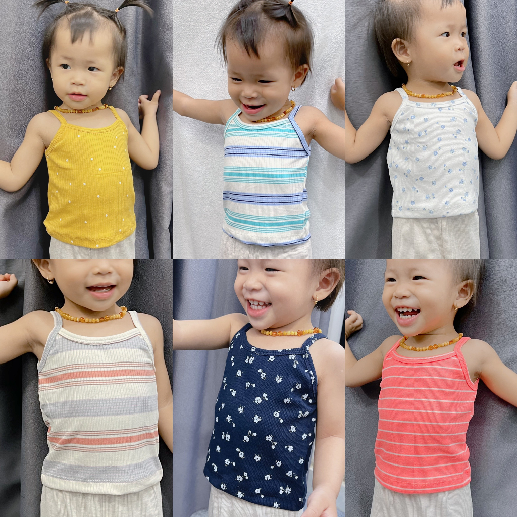 Áo 2 dây bé gái, áo hai dây cho bé gái thun gân cotton 100% 7-27kg YSTORE