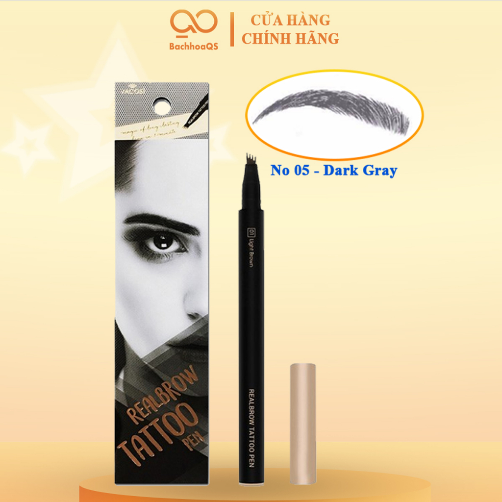 Bút Kẻ Mày Phẩy Sợi Vacosi Xám Đen VM14 No.05 Natural Real Brow Tattoo