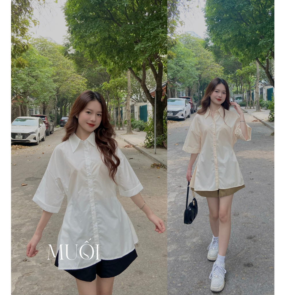 Bộ 2 chi tiết áo sơ mi kèm quần đùi xinh xắn MUỐI mã Setaoquan30111