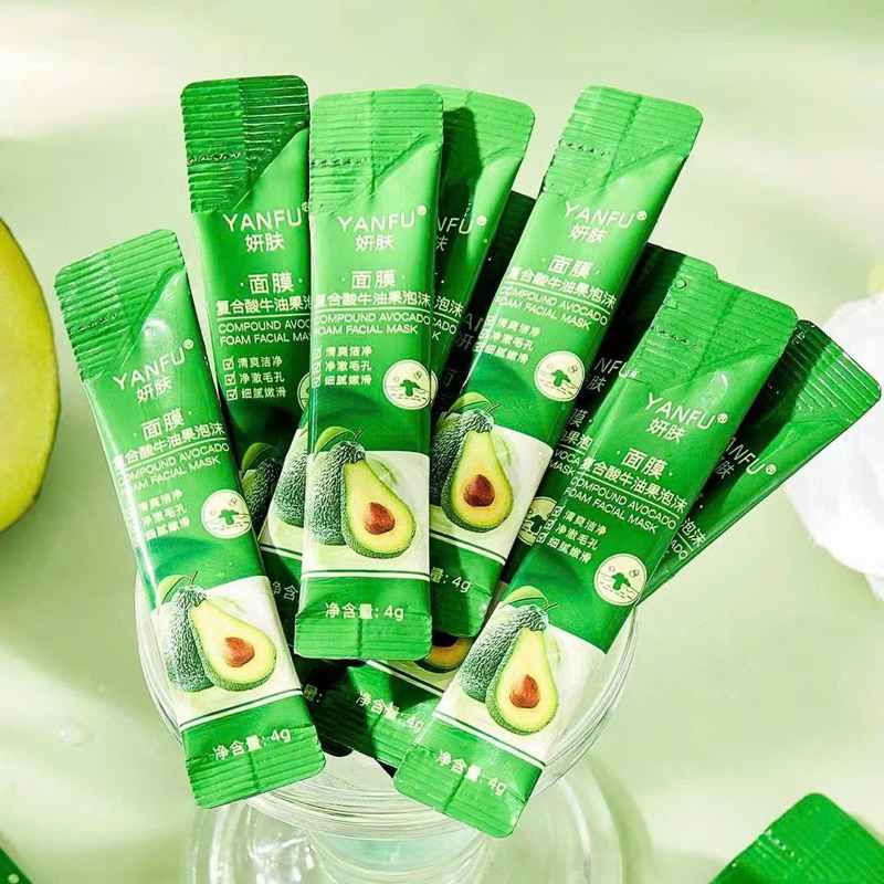 Hộp 12 gói mặt nạ sủi bọt Tinh Chất Bơ giúp sạch sâu làm sáng da