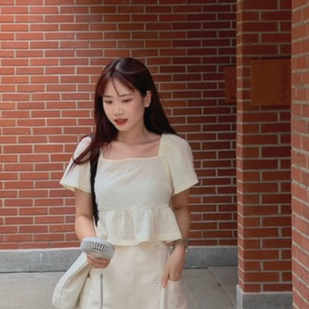 Áo kiểu babydoll nữ form ngắn cổ chữ U cột nơ sau áo xinh xắn Garina Top - Sibling House