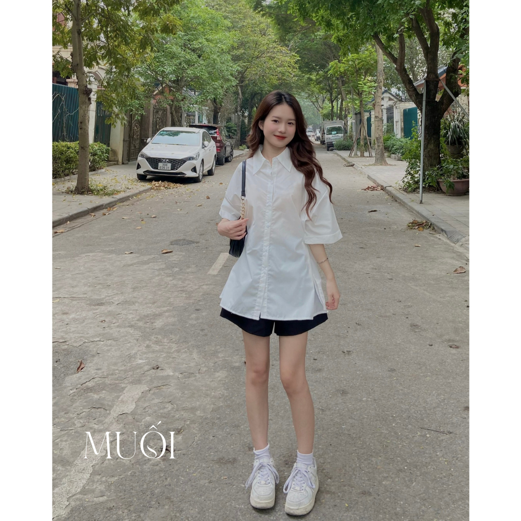 Bộ 2 chi tiết áo sơ mi kèm quần đùi xinh xắn MUỐI mã Setaoquan30111