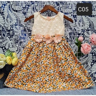 Đầm cotton hoa phối lưới
