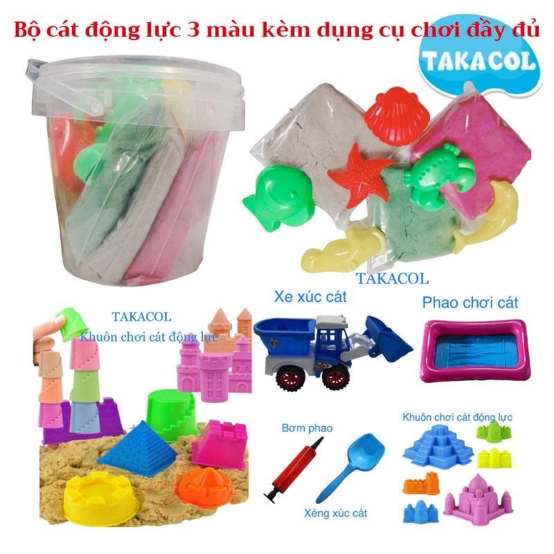 Xô 1 KG CÁT ĐỘNG LỰC 3 MÀU Takacol - Hàng Việt Nam đảm bảo chất lượng an toàn, không dính tay, không dính sàn, kèm nh