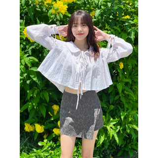 Look basicc - amie shirt áo sơ mi croptop xếp ly cột dây