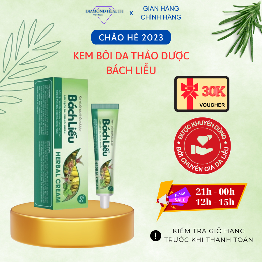 Kem Bôi Da Thảo Dược Bách Liễu - Dùng Cho: Viêm, Nấm, Ngứa, Á S.ừng, Hăm, Mẩn ngứa - Diamond Health VietNam