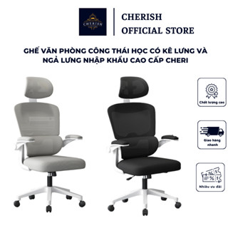 Ghế xoay văn phòng Cheri ngả lưng 35 độ, vải lưới thoáng khí có kê lưng, tựa đầu và cổ, tựa tay gập 90 độ, lắp đặt dễ