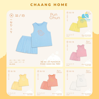 Punchun bộ ba lỗ sát nách cotton cho bé trai bé gái mềm mát