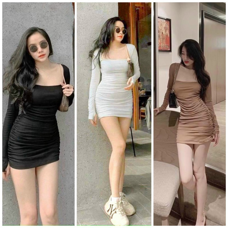 Đầm body chất thun borip siêu xinh TRIPBLE T DRESS - Free size đến 55kg - MS28HD