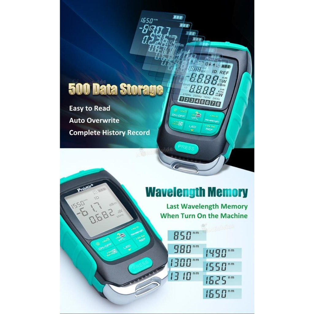 Máy đo công suất quang mini Pro'sKit - 4in1 kèm soi 15km