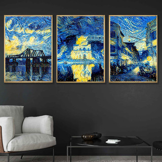 Bộ tranh trang trí Hanoi - Starry night 3 bức