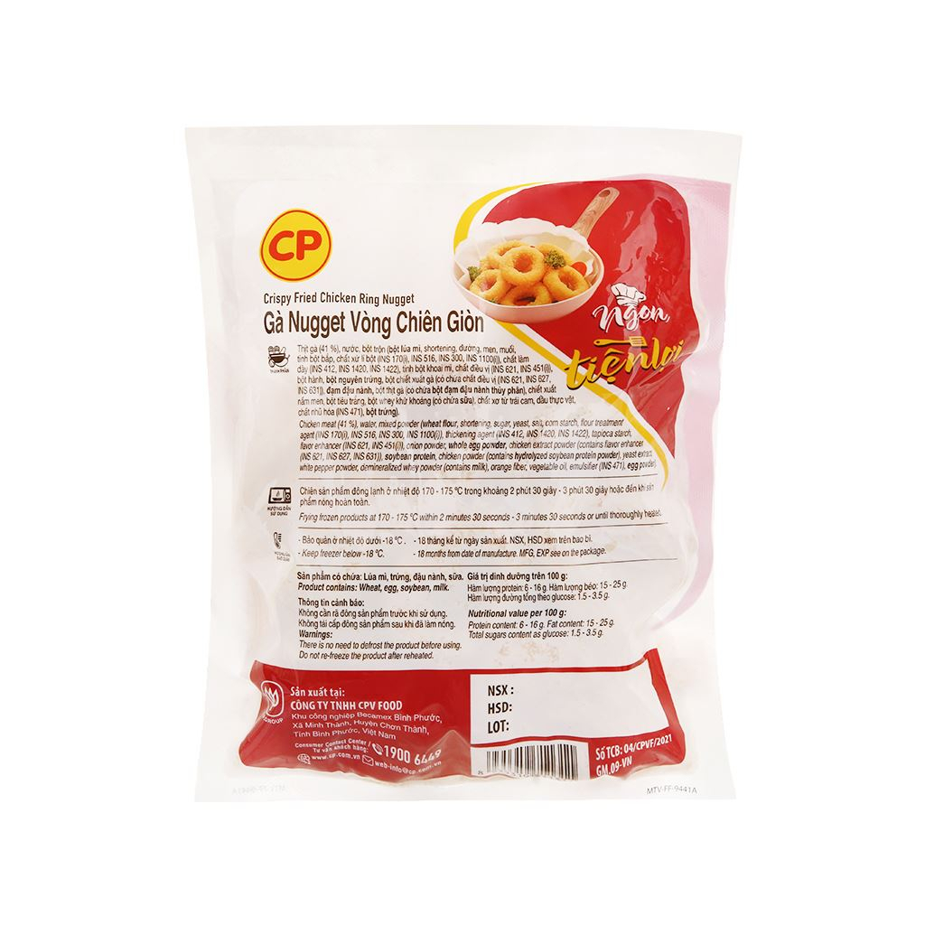 Gà Nugget vòng chiên giòn CP 300g/1kg, gà vòng trẻ em ưa thích, không cần rã đông