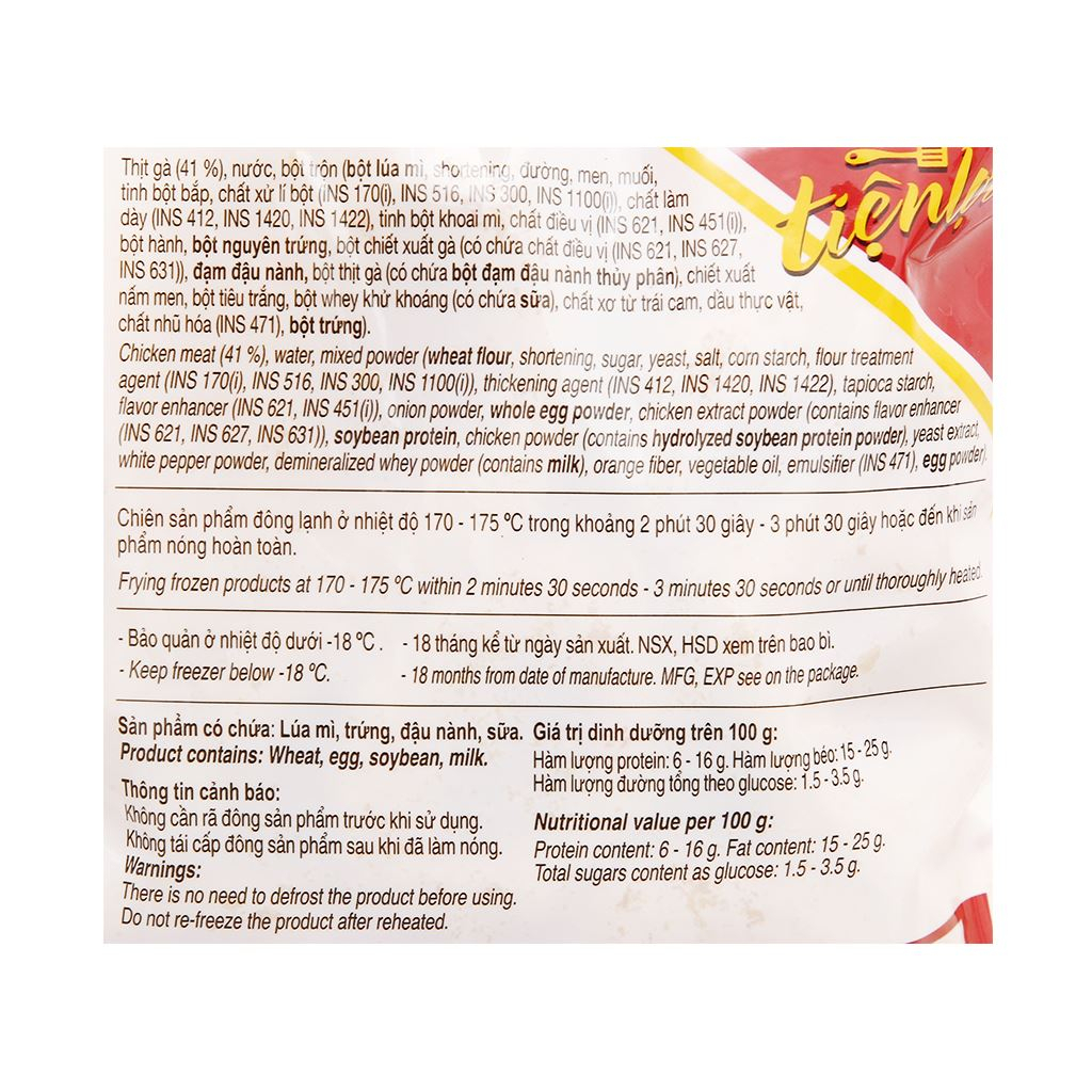 Gà Nugget vòng chiên giòn CP 300g/1kg, gà vòng trẻ em ưa thích, không cần rã đông