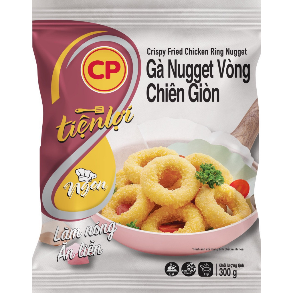 Gà Nugget vòng chiên giòn CP 300g/1kg, gà vòng trẻ em ưa thích, không cần rã đông