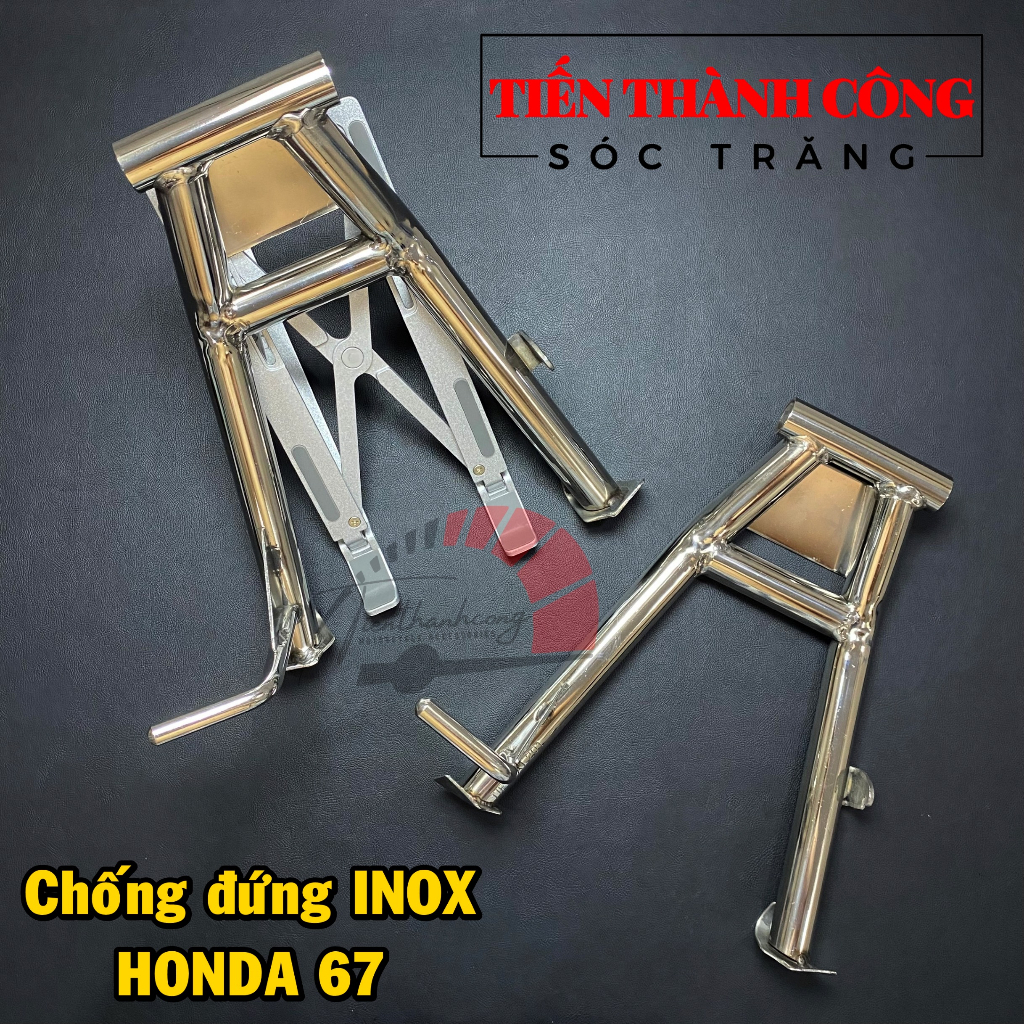 Chân chống đứng INOX gắn cho xe Honda 67/Chân chống đứng Honda 67 INOX ống