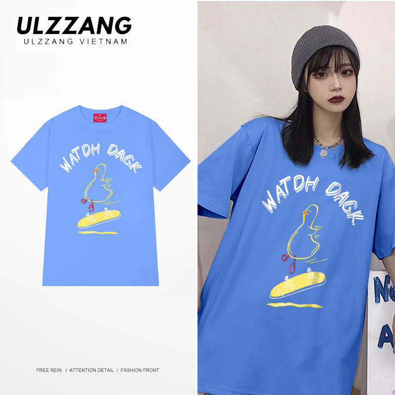 Áo thun nữ unisex ULZZANG cotton tay lỡ over size watdh dagk