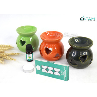 Đèn đốt tinh dầu trầm tim màu DDTD-GOM-04-TAN