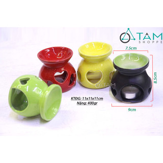 Đèn đốt tinh dầu trầm tim màu DDTD-GOM-04-TAN