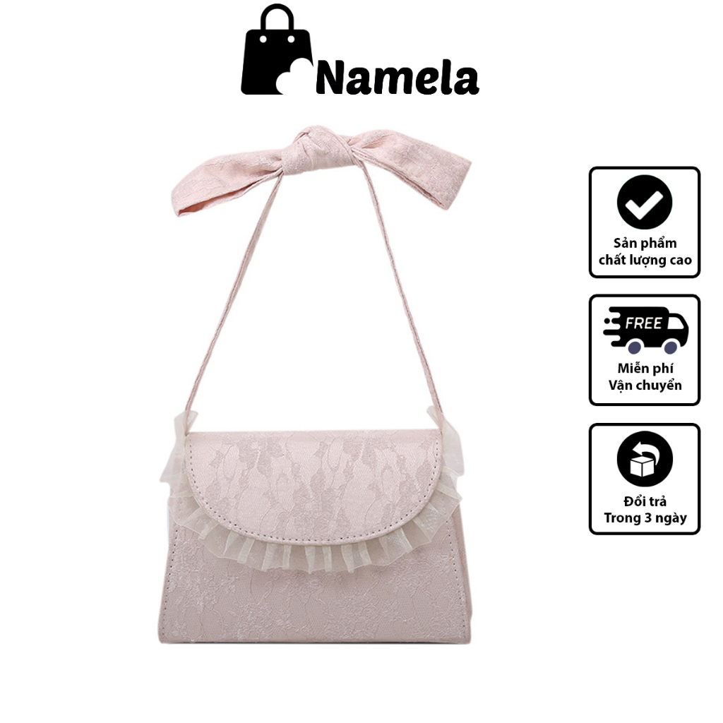 Túi xách nữ phối ren Namela có thơ thắt bánh bèo hợp thời trang QCCC TX31
