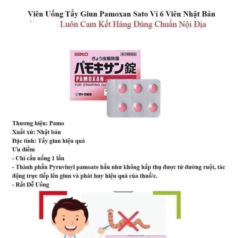 Hộp 6 viên TAY GIUN SÁN XÔ LÃI PAMOXAN Sato Nhật Bản