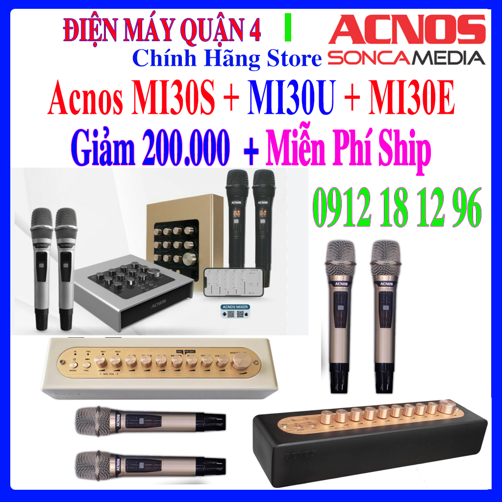 Vang số chỉnh cơ Acnos Mi30U / Acnos Mi30S / Acnos Mi30E / Acnos Mi30 - Kèm 2 micro UHF -  Túi balo mua kèm giá rẻ