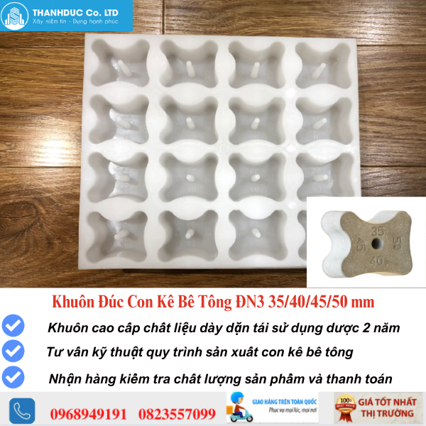 Khuôn đúc con kê bê tông H9 ⭐ ⭐ chất liệu nhựa Kỹ Thuật cao cấp  - Khuôn viên kê H9 Kích Thước