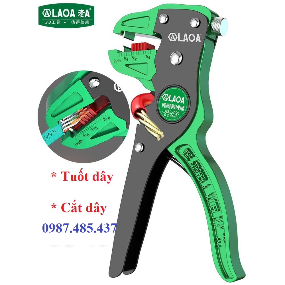 Kìm tuốt dây mỏ quạ LAOA hàng cao cấp, Kềm tuốt dây 0.5-6mm2