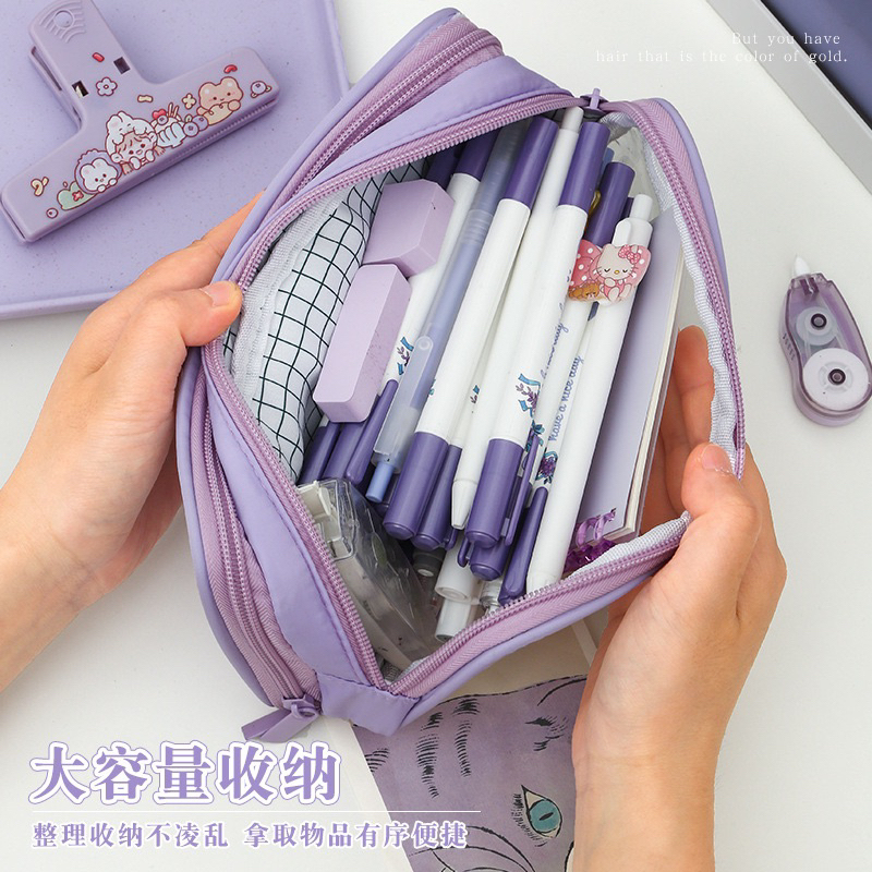 Túi Đựng Bút Trong Suốt họa tiết caro phong cách Hàn Quốc Tiện Dụng