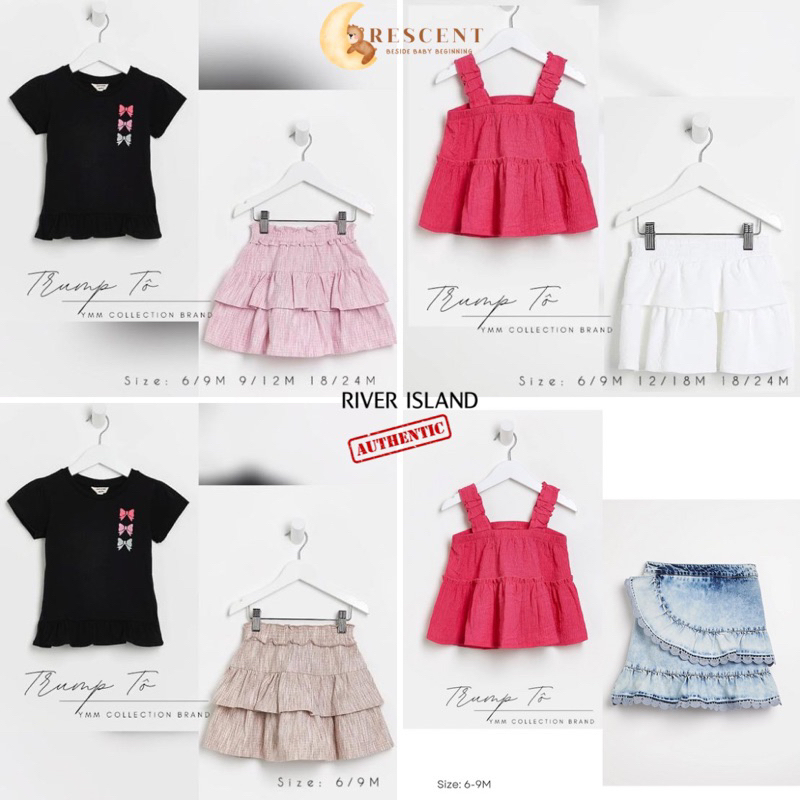 SET CHÂN VÁY BÉ GÁI KÈM ÁO THỜI TRANG MÙA HÈ CAO CẤP HÃNG RIVERISLAND NHẬP ANH