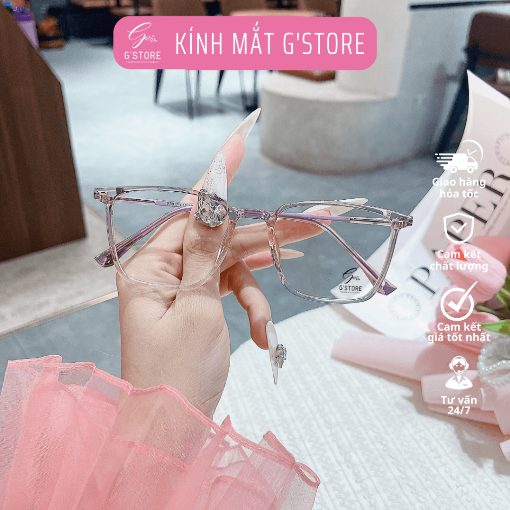 Gọng Kính Mắt Vuông Nam Nữ Chất Liệu Nhựa Cứng Cáp Màu Sắc Hợp, Mắt Kính Xịn Xò Thời Trang Bền Đẹp 8917 - G'store