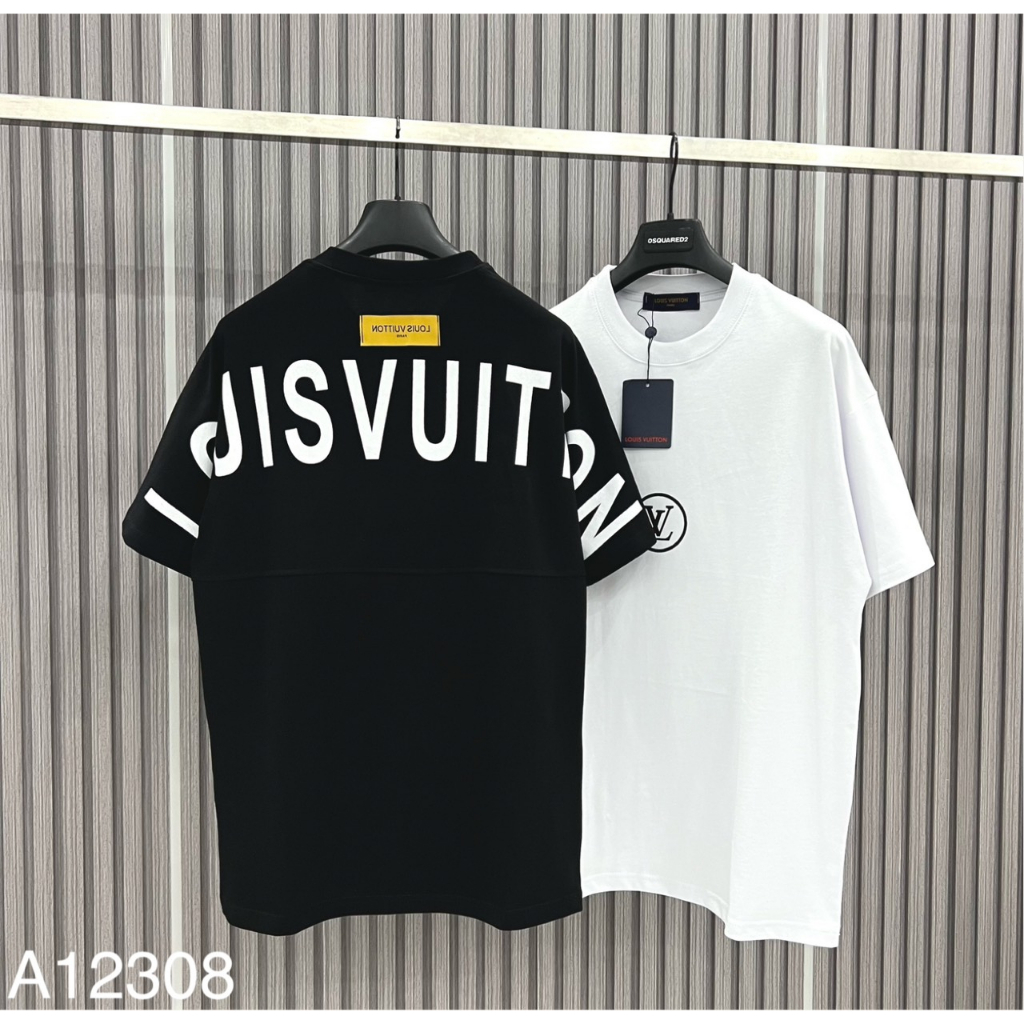 Áo Phông LV Nam In Logo Cực Đẹp - Áo Thun LV Nam Nữ In Chữ Viền Vai Cực Xịn