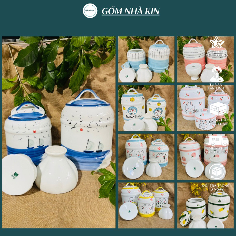 Vại muối dưa cà,đựng gạo ,gia vị gốm sứ Bát Tràng