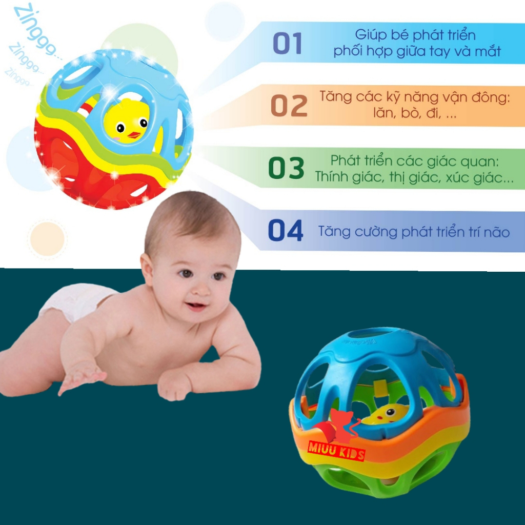 Đồ chơi cho bé kích thích vận động giác quan cho trẻ sơ sinh bóng mềm xúc xắc  chính hãng - Antona